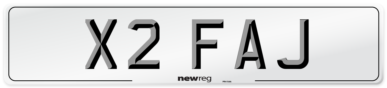 X2 FAJ Number Plate from New Reg